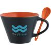 Rancho 16-Oz. Mug With Spoon Black with Orange Trim Promotional Giveaway Drinkware | Rancho 16-Oz. Mug With Spoon